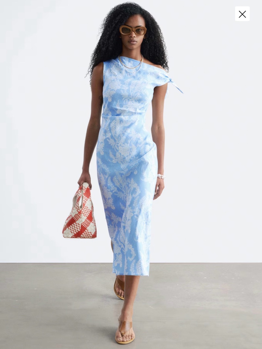 And Other Stories Asymmetric Linen Dress in Blue